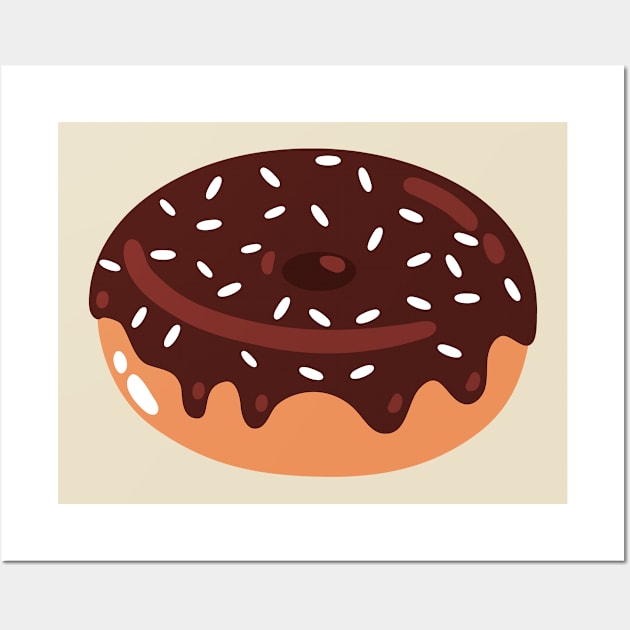 Chocolate Doughnut with white sprinkles Wall Art by InkyArt